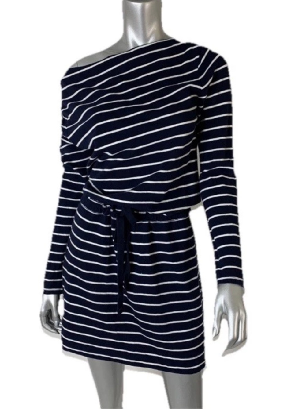 Gap | Striped Pullover Dress Womens Size M Blue Drawstring Mini Tunic Cotton